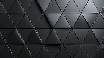 Obraz premium Polished semigloss wall with triangular black tiles and 3d block wallpaper design in modern interior