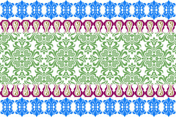 seamless pattern with flowers Vector illustration of oriental pattern ceramic tile mosaic uzbek islamic oriental pattern arabic decorated with green flowers
