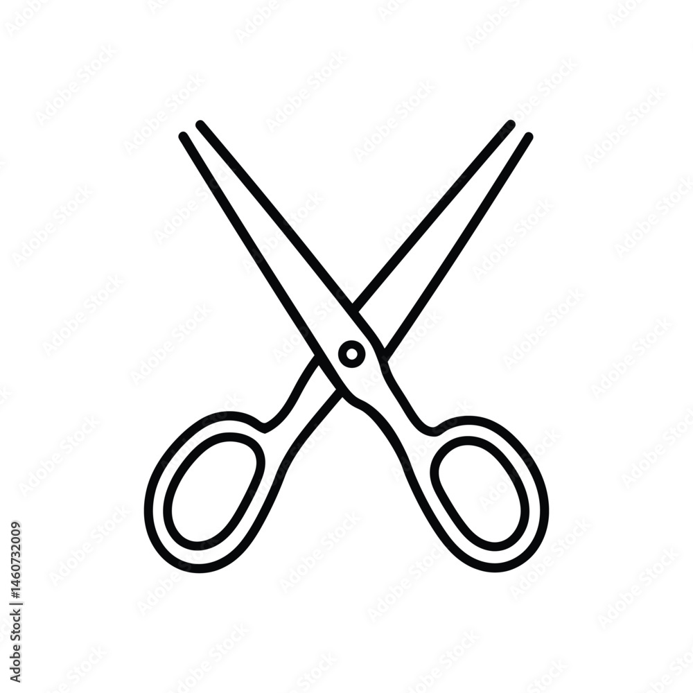 Aufkleber minimalist scissors outline with smooth black stroke on transparent design