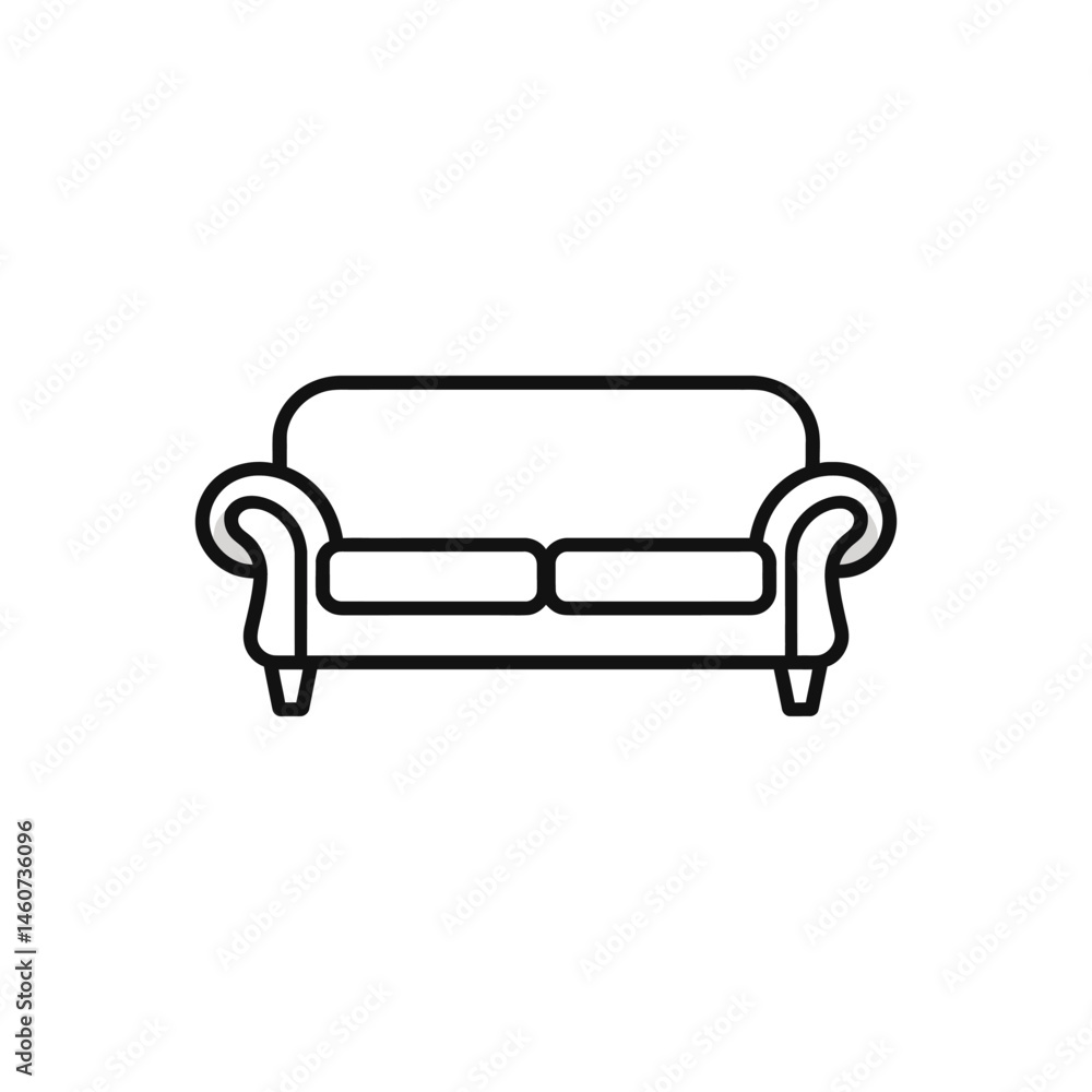 Poster minimalist sofa line art with transparent background