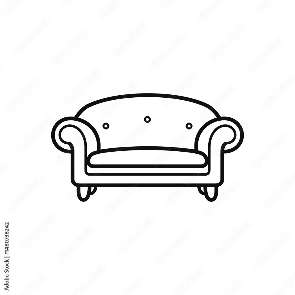 Poster minimalist sofa outline on transparent background simple couch icon design