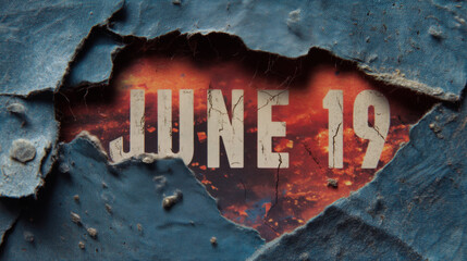 Torn calendar page showcasing June 19 against a textured background  