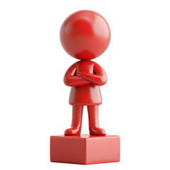 Red 3D Figure with Confident Pose.