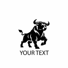 Full Body Bull Logo – Monochrome Strong Animal Vector on Isolated White Background