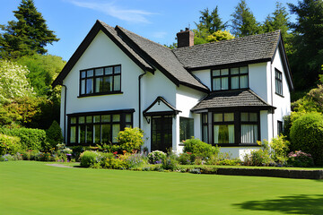White House Stands Beautifully with Lush Green Lawn and Garden in the Summer