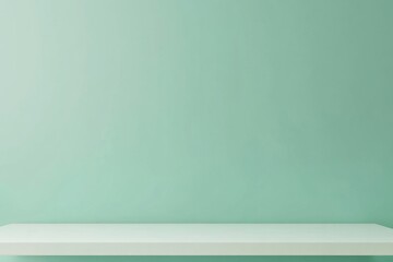 Empty white shelf against mint green wall