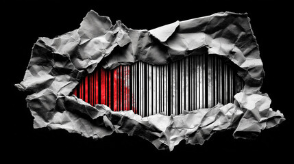 Abstract Barcode Symbolizing Freedom with Crumpled Paper Background  