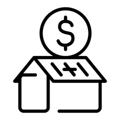 Mortgage Investment and Money Line Icon for Financial Planning