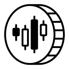 Icon Line of Candle Chart and Dollar Sign Symbolizing Market Investment and Capital Growth