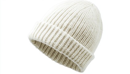 Fototapeta premium Off-white ribbed knit beanie