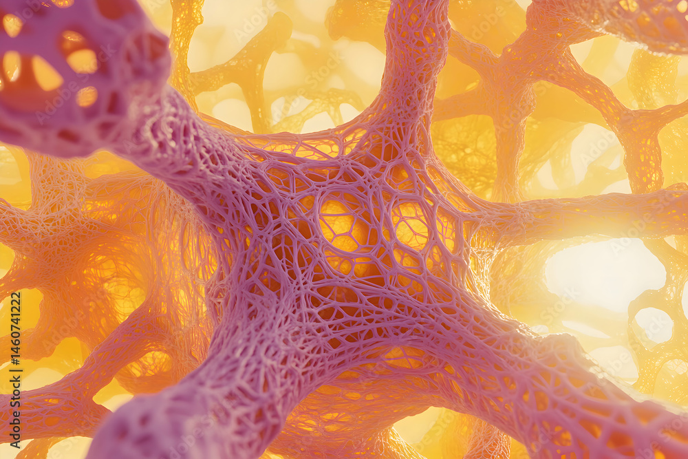 Poster abstract image of intricate network, resembling a biological structure or neural network. perfect fo