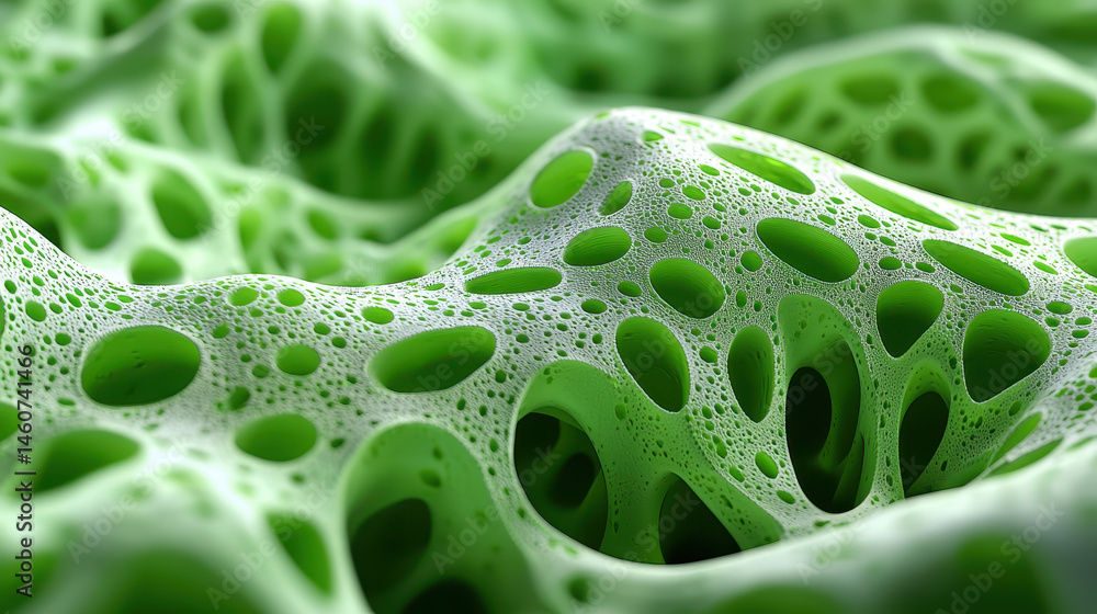 Poster a hyperrealistic 4k 3d rende showcases an abstract botanical background with intricate cellular stru