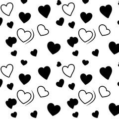 Fototapeta premium Monochrome Heart Pattern: Simple Black & White Love Design AI Generated