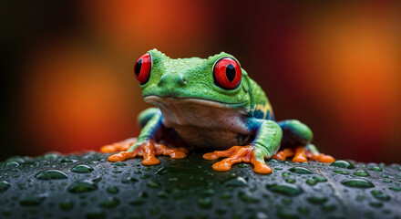 Red Eyed Tree Frog Vibrant Green Red Eyes Close Up Macro