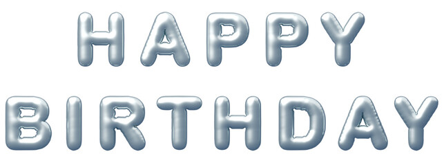 3D画像_風船_HAPPY BIRTHDAY_シルバー