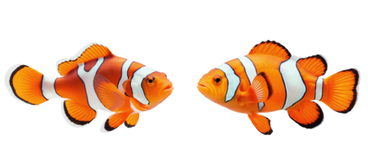 Two orange clownfish isolated on transparent background


