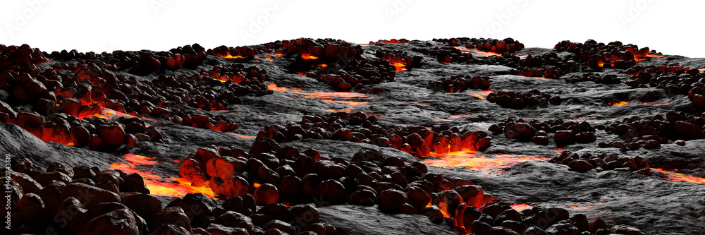 Poster frame of lava and magma mountain rock with isolated on transparent background - png file, 3d renderi