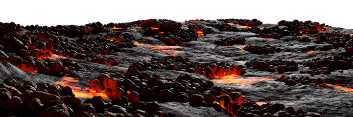 Frame of lava and magma mountain rock with isolated on transparent background - PNG file, 3D rendering illustration, Clip art, cut out and element