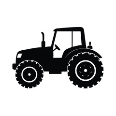 Black Silhouette of a Modern Farm Tractor