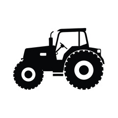 Black Silhouette of a Farm Tractor Icon