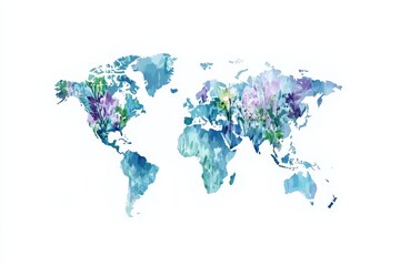 Obraz premium World map with floral accents