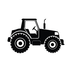 Black Silhouette of a Farm Tractor Icon
