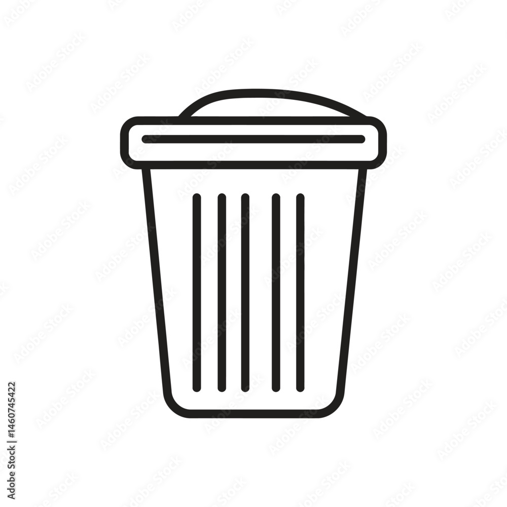 Aufkleber minimalist trash can icon with transparent background, simple style shape