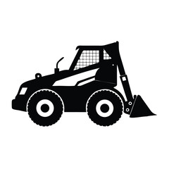 Black Silhouette of a Skid Steer Loader