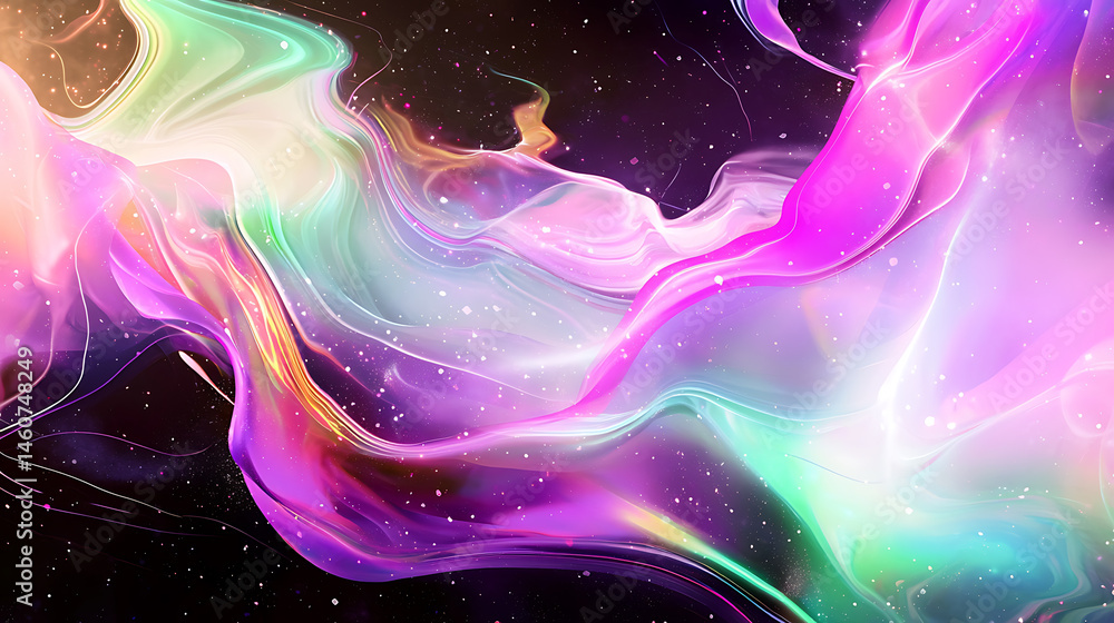 Poster dynamic colorful abstract flowing waves digital space graphic design cosmic environment artistic vie