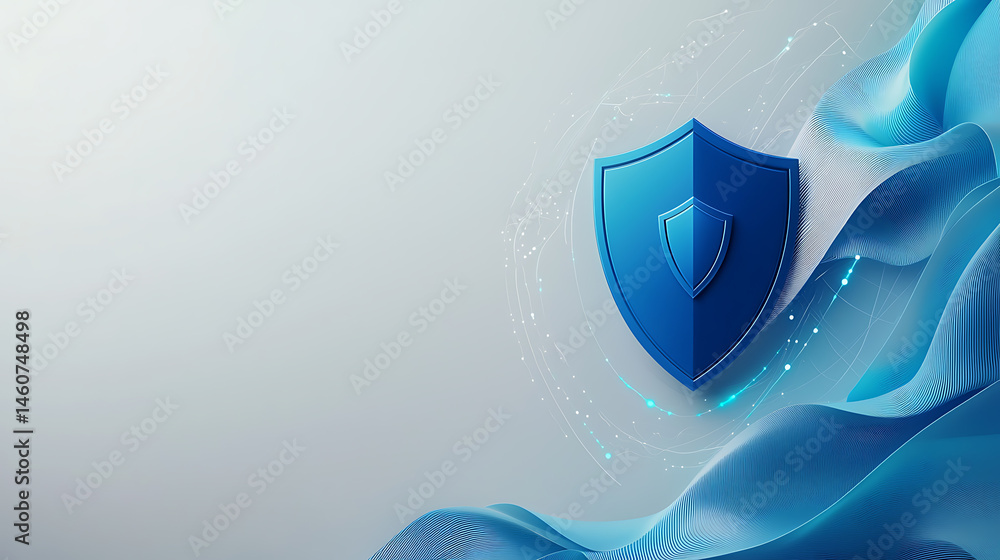 Poster cybersecurity shield design digital space graphic art modern environment abstract viewpoint for tech