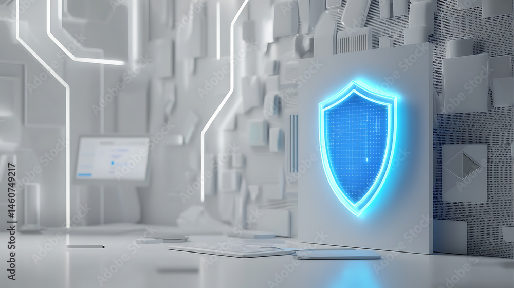 Aufkleber cybersecurity measures in digital spaces high-tech environment graphic design concept futuristic vie
