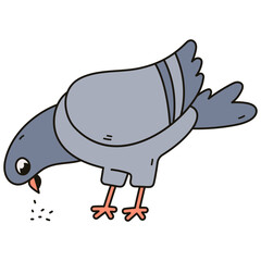Cute Pigeon Cartoon Illustration on White Background. Vector Character Design.
