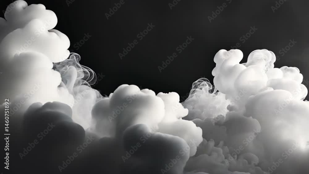Poster dramatic display of fluffy white clouds against dark background, creating captivating sense of depth