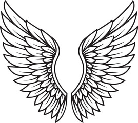 Vector Illustration of Symmetrical Angel Wings Outline