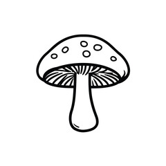 Mushroom Outline with Spotted Cap on Transparent Background