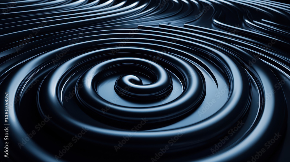Poster a realistic 4k side angle view of abstract 3d background spirals creating a mesmerizing visual patte