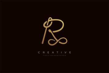 Letter R calligraphy Logo, Luxury letter R with infinity icon combination, vector illustration