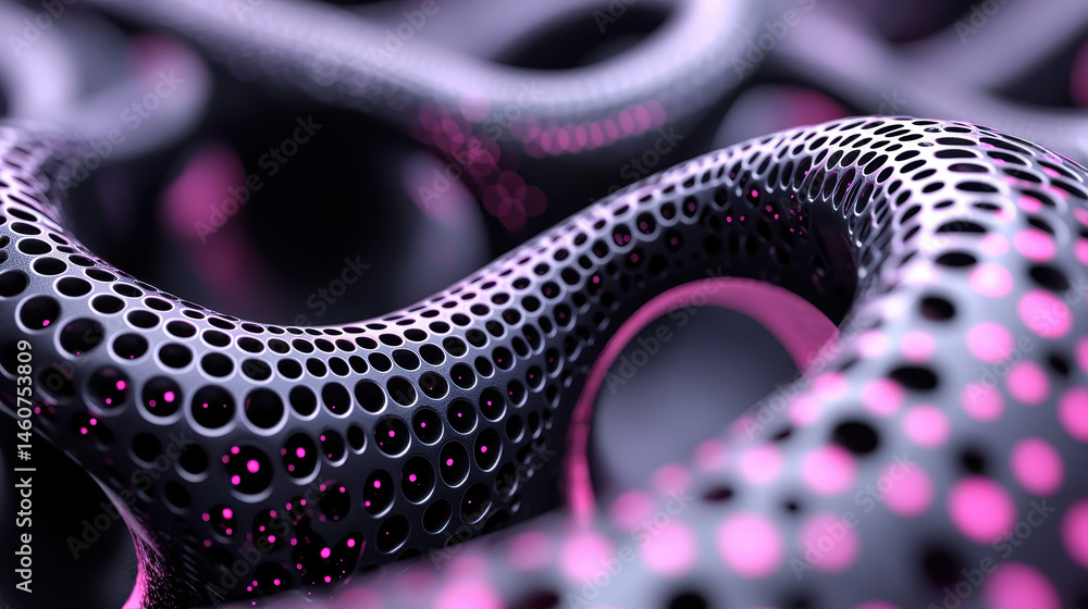 Aufkleber realistic 4k abstract background shows a complex interconnected network of dark metallic tubes with 