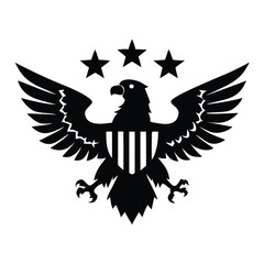 American Bald Eagle Emblem with Stars and Stripes Shield