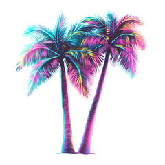 Create neon palm tree stickers beach digital art vibrant tropical vibes