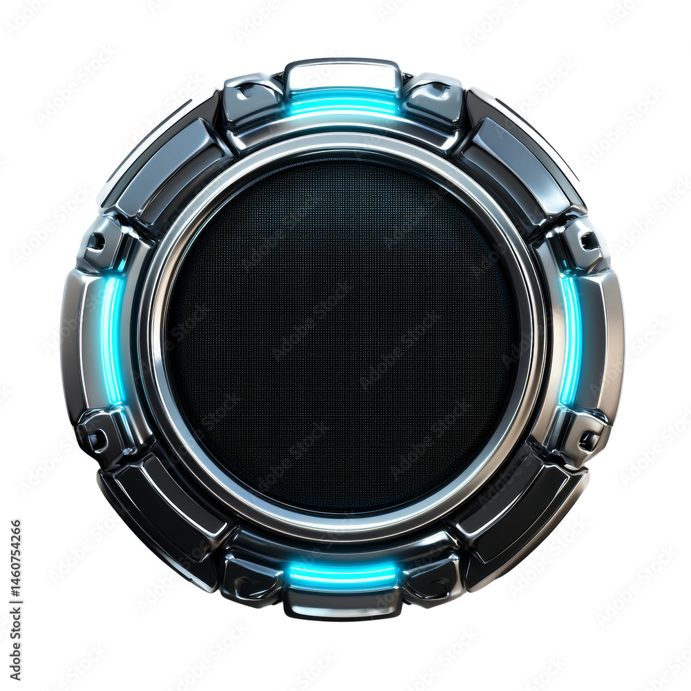Aufkleber Futuristic circular interface element with luminous accents, technological panel design