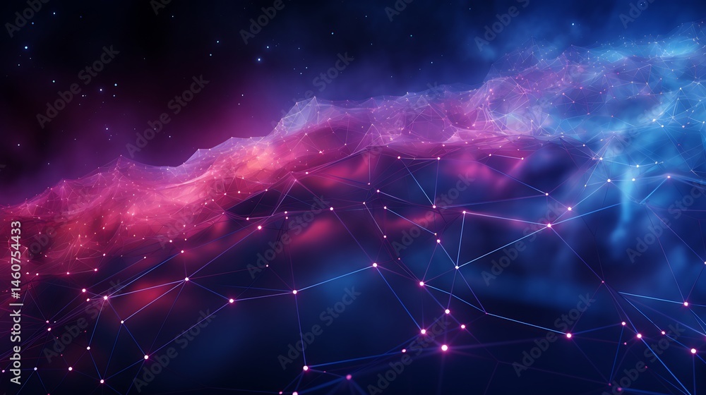 Poster abstract polygonal space low poly dark background with connecting dots and lines