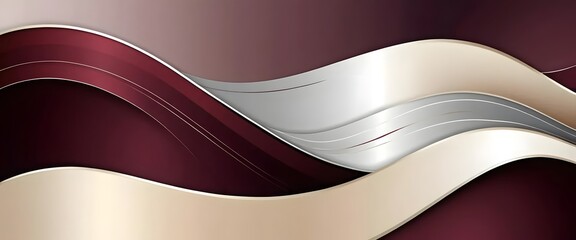 Abstract Wavy Background with Maroon and Gold Accents