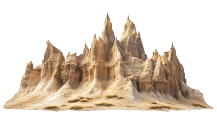 Majestic sedimentary rock formation against isolated transparent background offering scenic desert inspiration