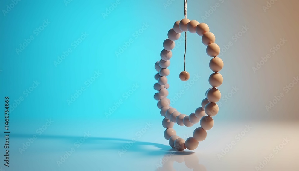 Poster bead string with small hanging sphere