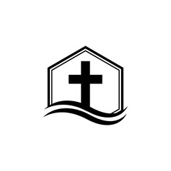 Obraz premium Charge Logo design Religious Cross Vector icon