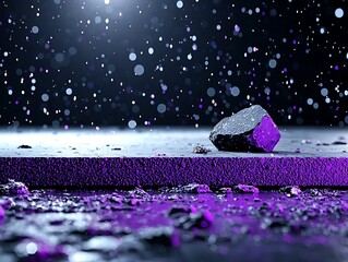 Dark, purple, textured surface with a rock, glittery effect