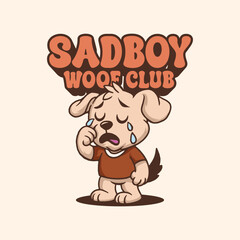 Sad Dog Cartoon – Cute Crying Puppy Mascot Illustration for Emotional & Funny Designs