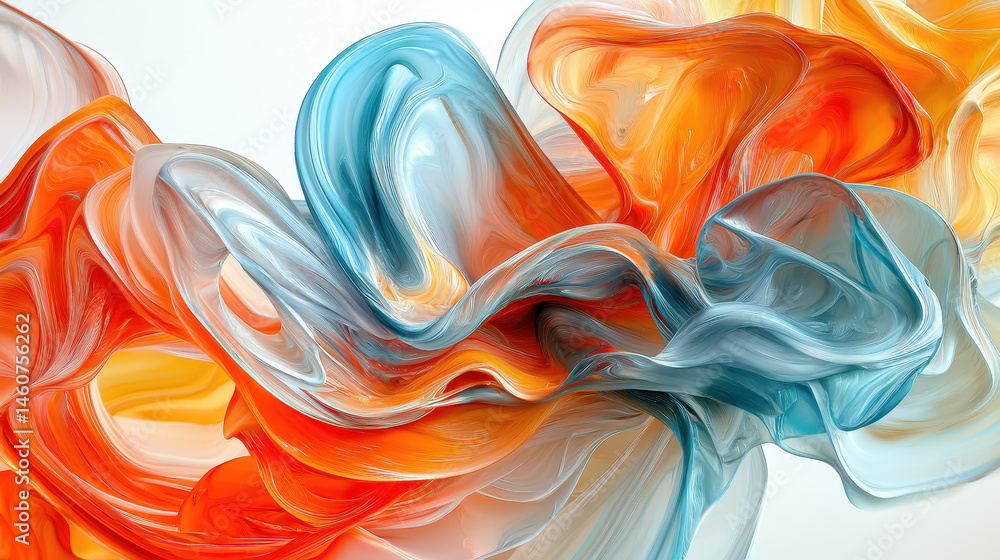 Aufkleber realistic 4k 3d artistic background showcases abstract flowing orange and blue forms in an artistic 