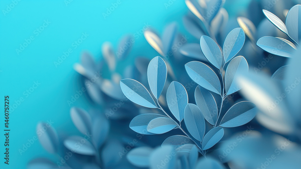 Poster 3d rendered artistic foliage in a realistic 4k resolution features cool blue tones and a subtle side